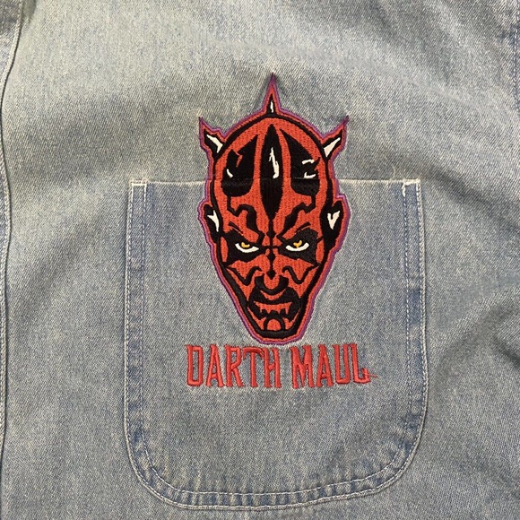 Lee Sport Vintage Denim Shirt Mens XL Star Wars Episode 2 Darth Maul Embroidered - Picture 2 of 9